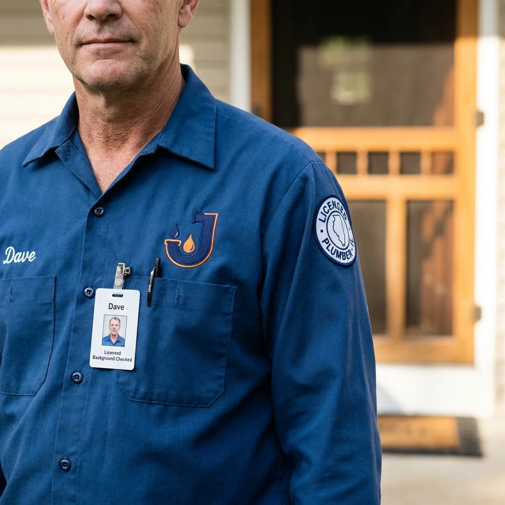 Licensed plumber showing ID badge in Holliday, TX