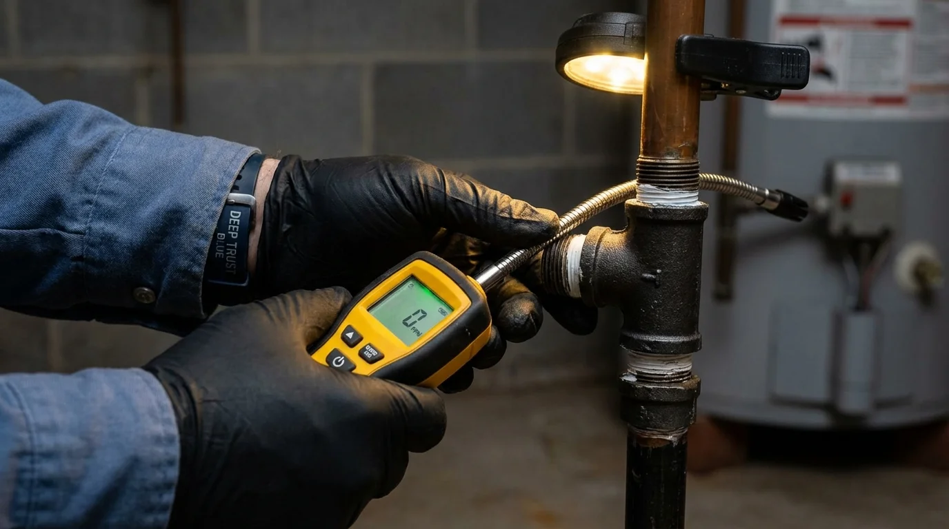 Gas leak detection with electronic sniffer by Johns Plumbing LLC in Holliday