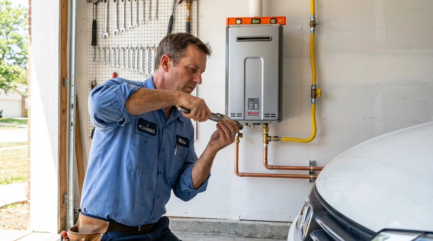 Tankless water heater installation by a Johns Plumbing LLC plumber in Holliday